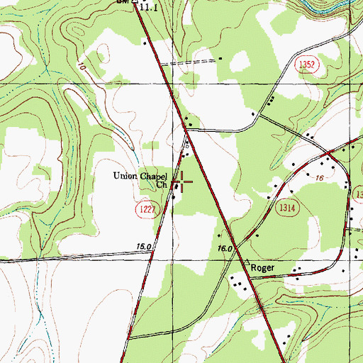 Topographic Map of Union Chapel Church, NC