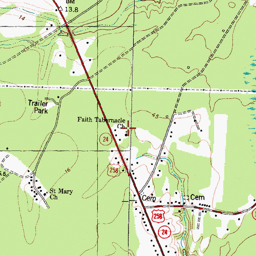 Topographic Map of Faith Tabernacle Church, NC