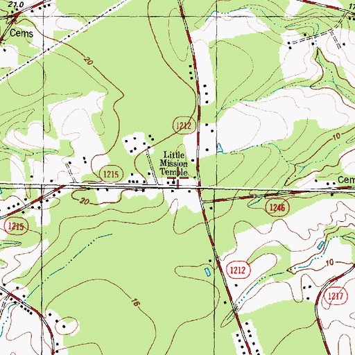 Topographic Map of Little Mission Temple, NC