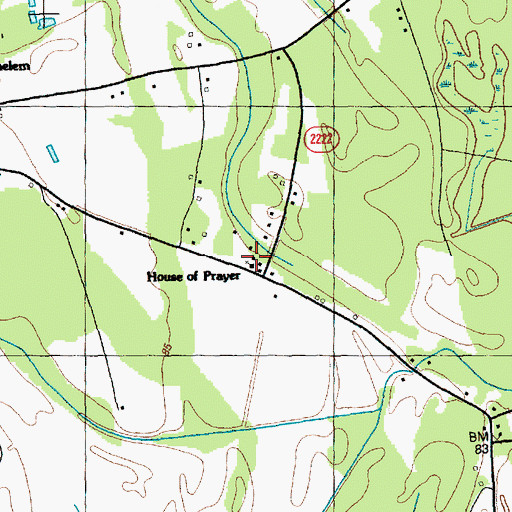 Topographic Map of House of Prayer, NC