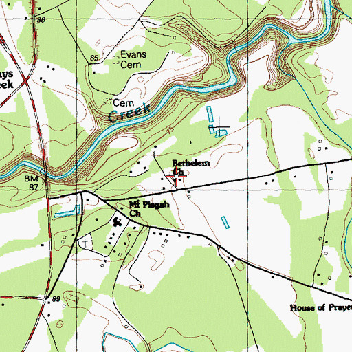 Topographic Map of Bethlehem Church, NC