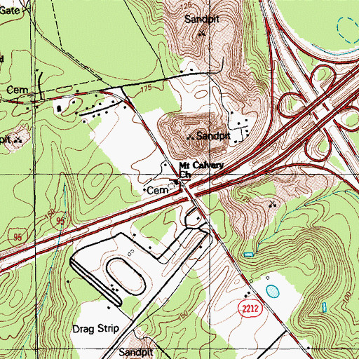 Topographic Map of Mount Calvary Church, NC
