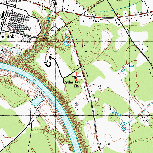 Topographic Map of Cedar Creek Church, NC
