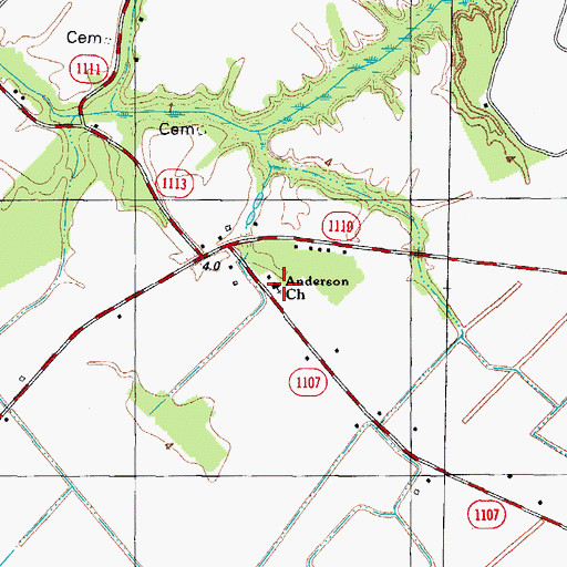 Topographic Map of Anderson Church, NC