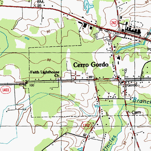 Topographic Map of Mount Tabor Presbyterian Church, NC