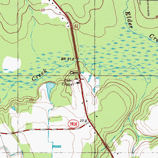 Topographic Map of Elder Chapel, NC