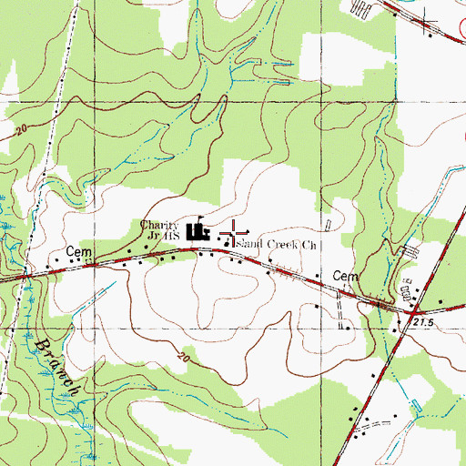 Topographic Map of Island Creek Church, NC