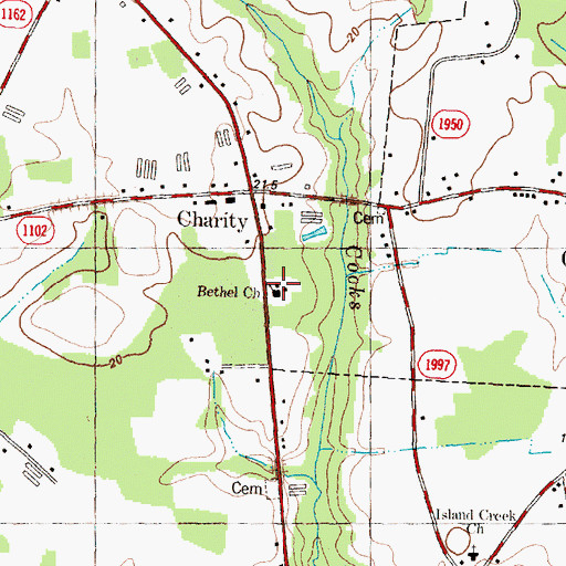 Topographic Map of Bethel Church, NC