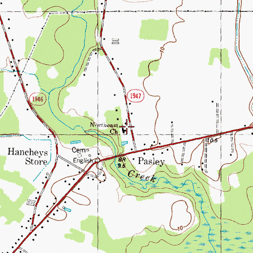 Topographic Map of Northeast Church, NC