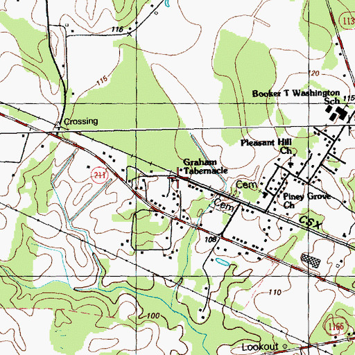 Topographic Map of Graham Tabernacle, NC