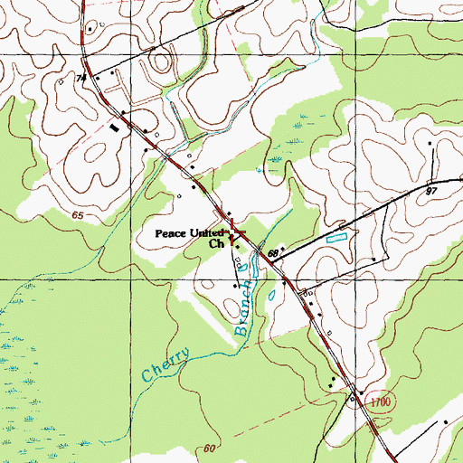 Topographic Map of Peace United Church, NC