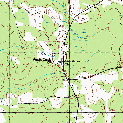 Topographic Map of Love Grove Church, NC
