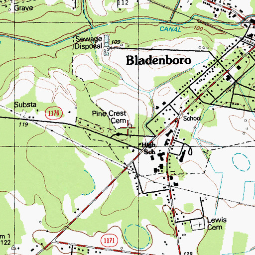 Topographic Map of Pine Crest Cemetery, NC