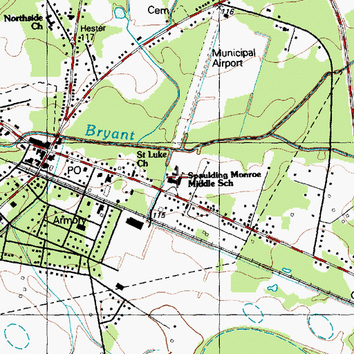 Topographic Map of Spaulding Monroe Middle School, NC