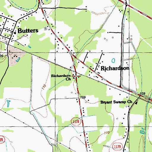 Topographic Map of Richardson Church, NC