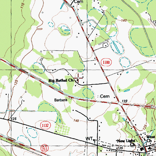 Topographic Map of Big Bethel Church, NC