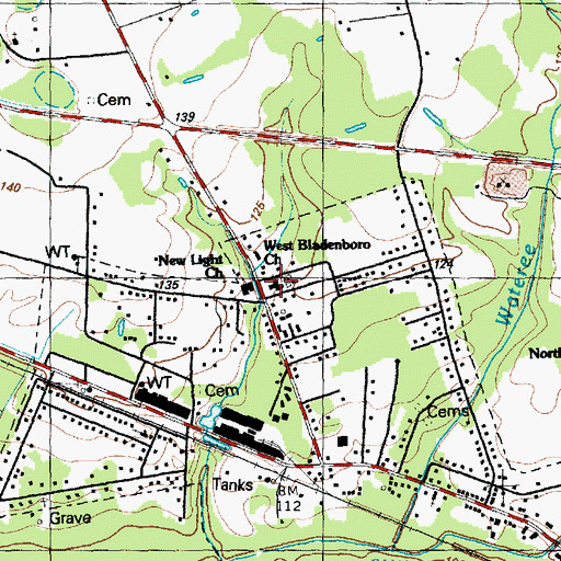 Topographic Map of West Bladenboro Church, NC