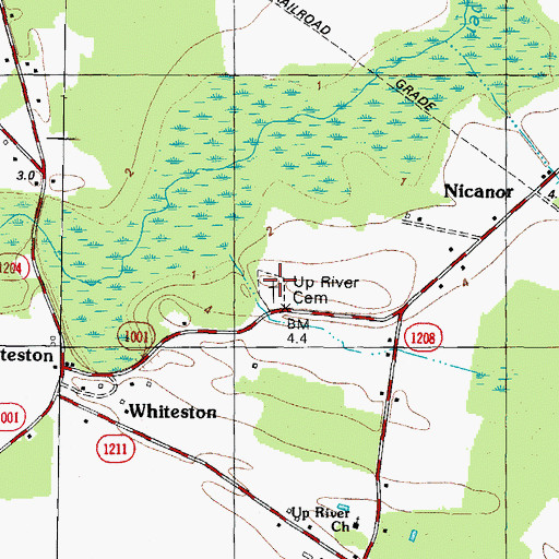 Topographic Map of Up River Cemetery, NC