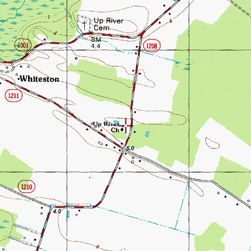 Topographic Map of Up River Church, NC