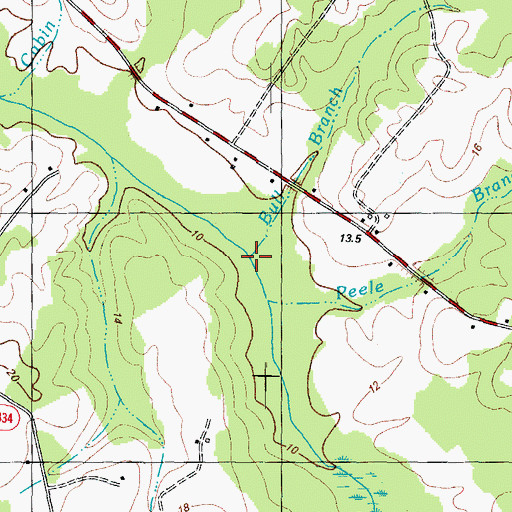 Topographic Map of Bull Branch, NC