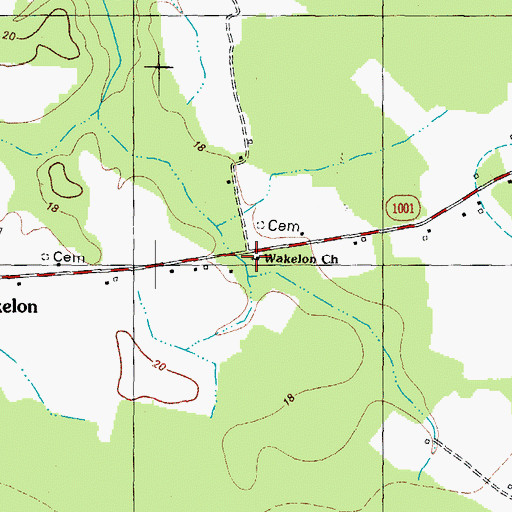 Topographic Map of Wakelon Church, NC