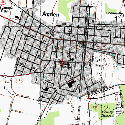 Topographic Map of Zion Chapel, NC