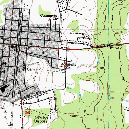 Topographic Map of Liberty Church, NC