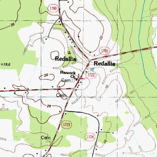 Topographic Map of Hancock Church, NC