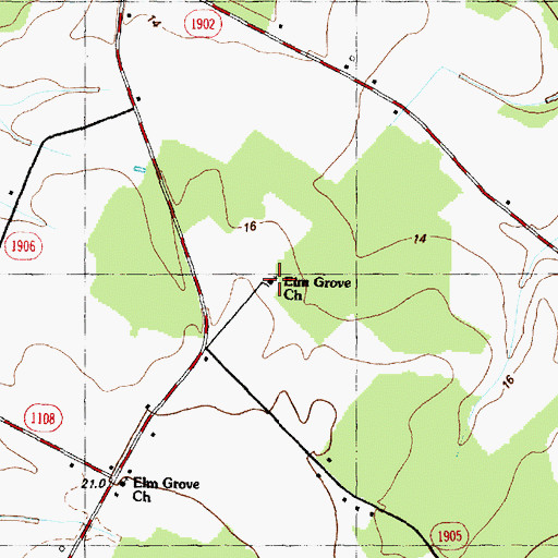 Topographic Map of Elm Grove Church, NC