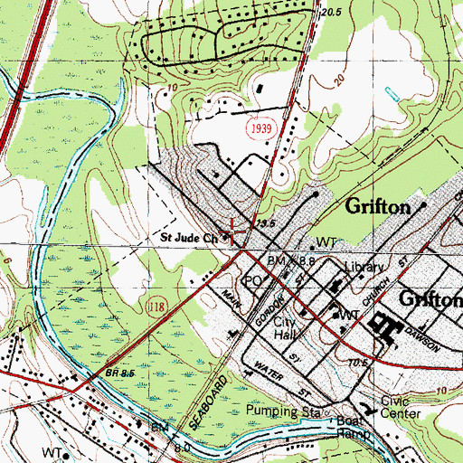 Topographic Map of Saint Jude Church, NC