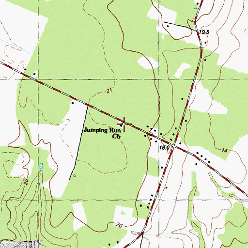 Topographic Map of Jumping Run Church, NC