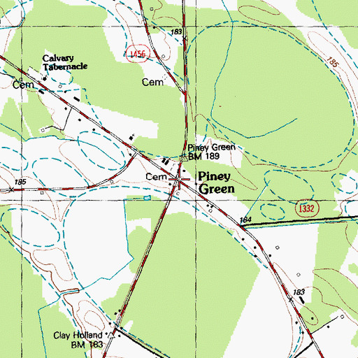 Topographic Map of Piney Green, NC