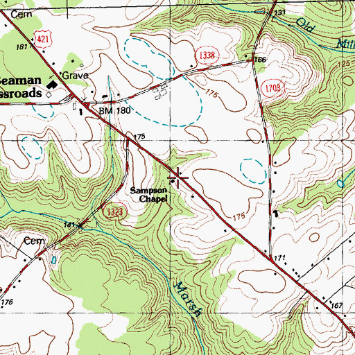 Topographic Map of Sampson Chapel, NC
