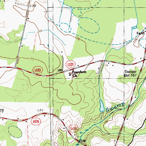 Topographic Map of Freedom Church, NC