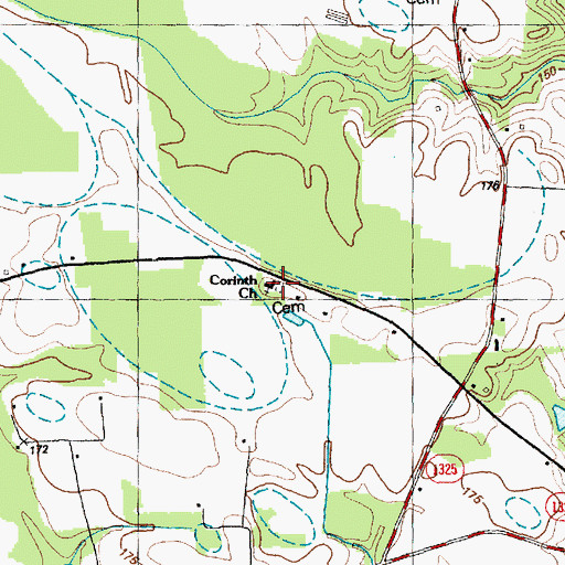 Topographic Map of Corinth Church, NC