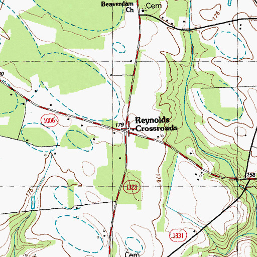 Topographic Map of Reynolds Crossroads, NC