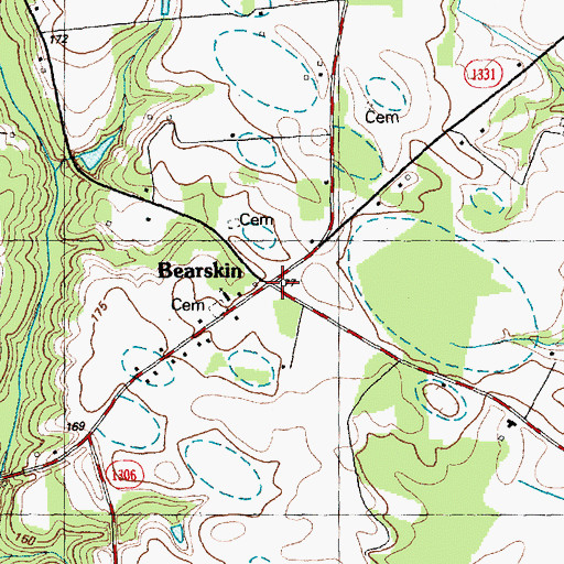 Topographic Map of Bearskin, NC