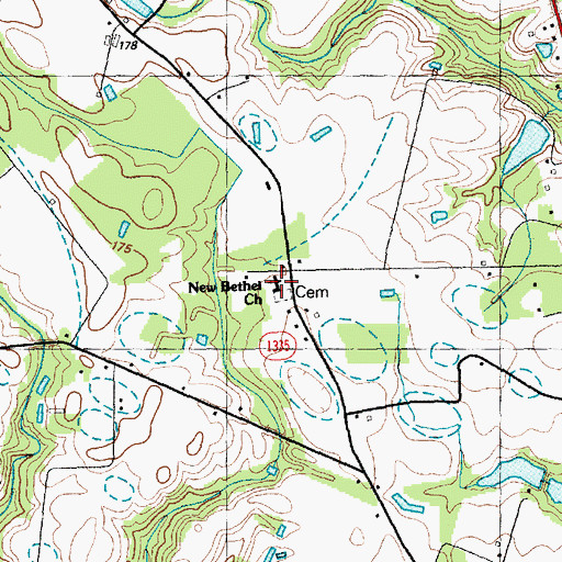 Topographic Map of New Bethel Church, NC
