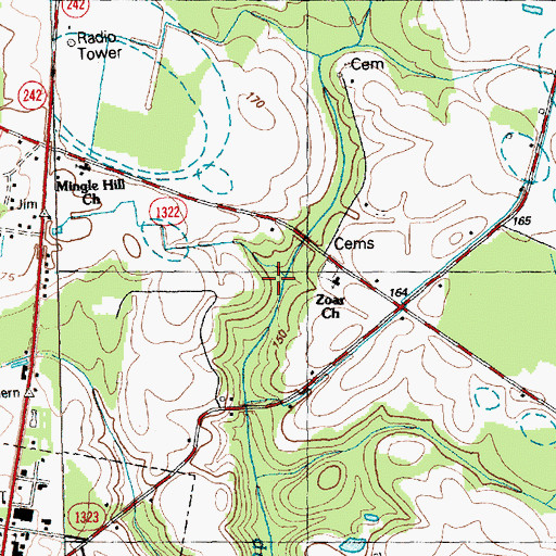 Topographic Map of Zoar Church, NC