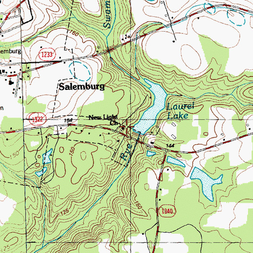 Topographic Map of New Light Church, NC