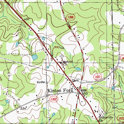 Topographic Map of Hebron Church, NC