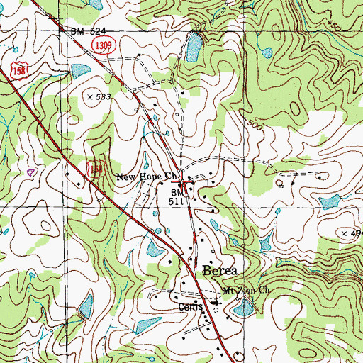 Topographic Map of New Hope Church, NC