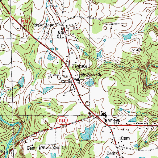 Topographic Map of Mount Zion Church, NC