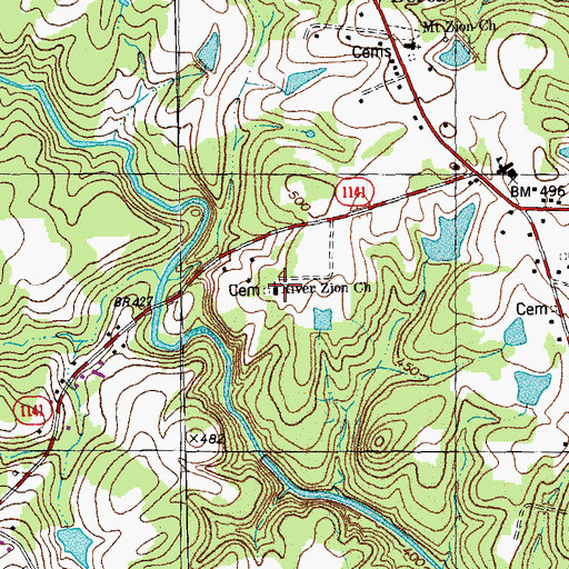 Topographic Map of River Zion Church, NC