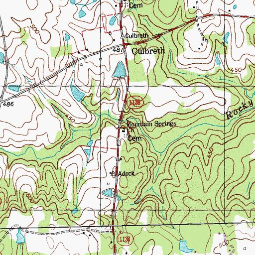 Topographic Map of Mountain Springs Church, NC