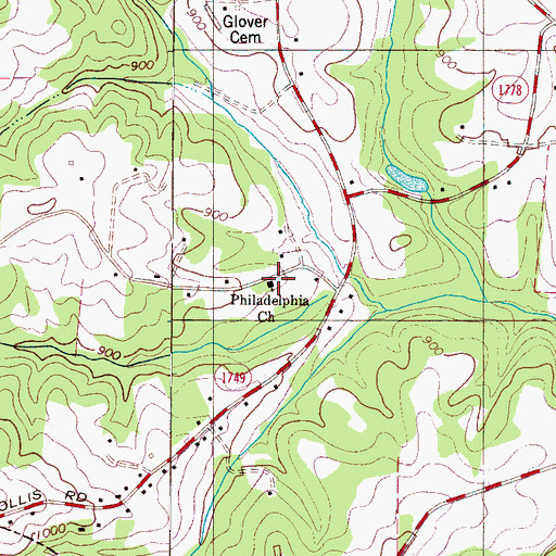Topographic Map of Philadelphia Church, NC