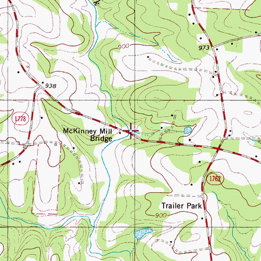 Topographic Map of McKinney Mill Bridge, NC