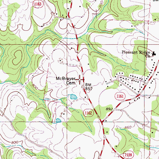 Topographic Map of McBrayer Cemetery, NC