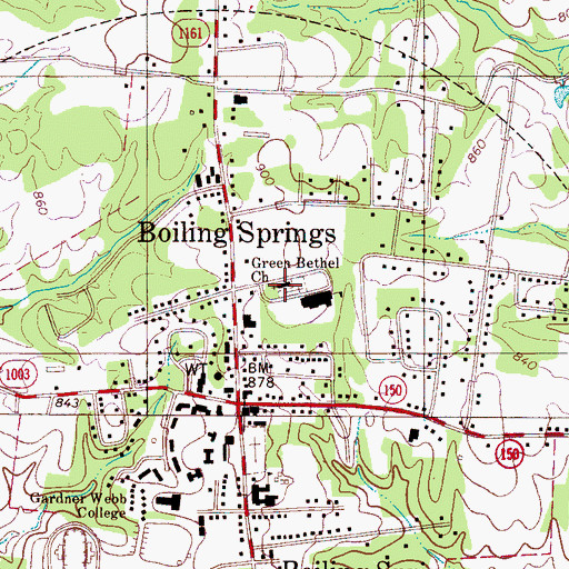 Topographic Map of Green Bethel Church, NC