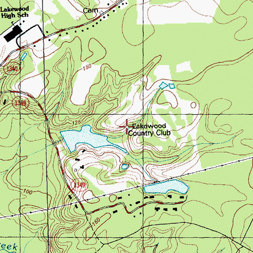 Topographic Map of Lakewood Country Club, NC